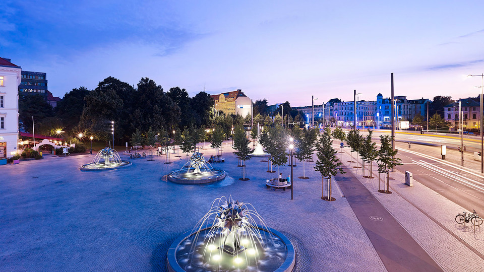 Richard-Wagner-Platz Leipzig zur Blauen Stunde